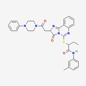 molecular formula C33H34N6O3S B2427667 N-(3-methylphenyl)-2-({3-oxo-2-[2-oxo-2-(4-phenylpiperazin-1-yl)ethyl]-2H,3H-imidazo[1,2-c]quinazolin-5-yl}sulfanyl)butanamide CAS No. 1173787-90-0