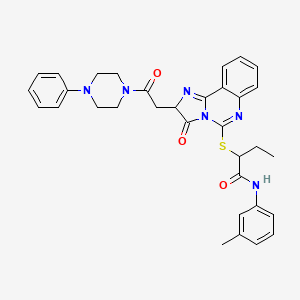 molecular formula C33H34N6O3S B2427667 N-(3-甲基苯基)-2-({3-氧代-2-[2-氧代-2-(4-苯基哌嗪-1-基)乙基]-2H,3H-咪唑并[1,2-c]喹唑啉-5-基}硫代)丁酰胺 CAS No. 1173787-90-0