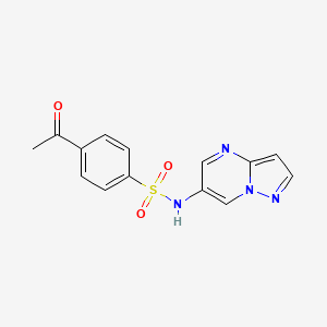 molecular formula C14H12N4O3S B2427678 4-acetyl-N-(pyrazolo[1,5-a]pyrimidin-6-yl)benzenesulfonamide CAS No. 2034449-94-8
