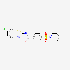 molecular formula C20H20ClN3O3S2 B2427709 N-(6-chlorobenzo[d]thiazol-2-yl)-4-((4-methylpiperidin-1-yl)sulfonyl)benzamide CAS No. 683268-72-6