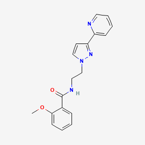 molecular formula C18H18N4O2 B2427719 2-methoxy-N-(2-(3-(pyridin-2-yl)-1H-pyrazol-1-yl)ethyl)benzamide CAS No. 1448026-70-7