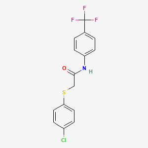 molecular formula C15H11ClF3NOS B2427726 2-[(4-chlorophenyl)sulfanyl]-N-[4-(trifluoromethyl)phenyl]acetamide CAS No. 746613-17-2