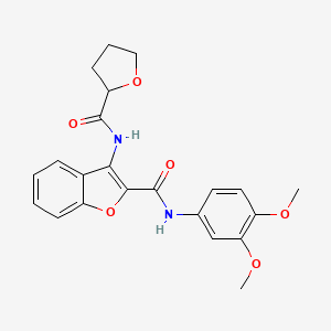 molecular formula C22H22N2O6 B2427737 N-(3,4-二甲氧基苯基)-3-(四氢呋喃-2-甲酰胺基)苯并呋喃-2-甲酰胺 CAS No. 887224-34-2