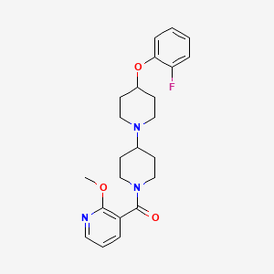 molecular formula C23H28FN3O3 B2427739 (4-(2-Fluorophenoxy)-[1,4'-bipiperidin]-1'-yl)(2-methoxypyridin-3-yl)methanone CAS No. 1705181-85-6