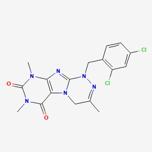 molecular formula C17H16Cl2N6O2 B2427742 1-[(2,4-dichlorophenyl)methyl]-3,7,9-trimethyl-5,7,9-trihydro-4H-1,2,4-triazin o[4,3-h]purine-6,8-dione CAS No. 898412-72-1