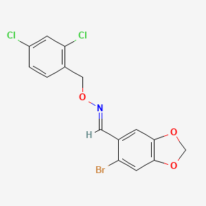 molecular formula C15H10BrCl2NO3 B2427744 6-bromo-1,3-benzodioxole-5-carbaldehyde O-(2,4-dichlorobenzyl)oxime CAS No. 477846-76-7