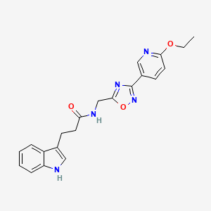 molecular formula C21H21N5O3 B2427747 N-((3-(6-ethoxypyridin-3-yl)-1,2,4-oxadiazol-5-yl)methyl)-3-(1H-indol-3-yl)propanamide CAS No. 1903394-58-0