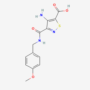 molecular formula C13H13N3O4S B2427751 4-Amino-3-[(4-methoxybenzyl)carbamoyl]-1,2-thiazole-5-carboxylic acid CAS No. 1112278-28-0