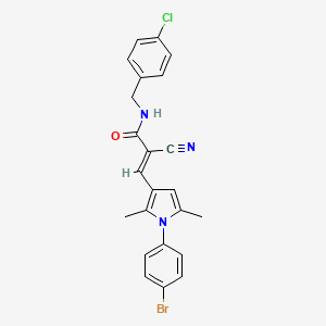 molecular formula C23H19BrClN3O B2427757 (E)-3-[1-(4-bromophenyl)-2,5-dimethylpyrrol-3-yl]-N-[(4-chlorophenyl)methyl]-2-cyanoprop-2-enamide CAS No. 743439-79-4