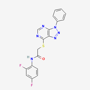 molecular formula C18H12F2N6OS B2427769 N-(2,4-二氟苯基)-2-((3-苯基-3H-[1,2,3]三唑并[4,5-d]嘧啶-7-基)硫代)乙酰胺 CAS No. 941956-27-0