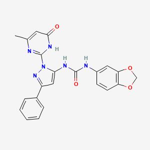 1-(benzo[d][1,3]dioxol-5-yl)-3-(1-(4-methyl-6-oxo-1,6-dihydropyrimidin-2-yl)-3-phenyl-1H-pyrazol-5-yl)urea