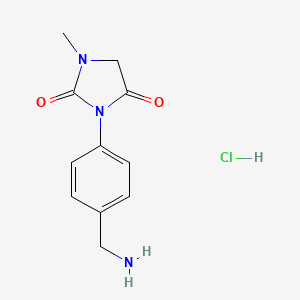 molecular formula C11H14ClN3O2 B2427789 3-[4-(Aminomethyl)phenyl]-1-methylimidazolidine-2,4-dione hydrochloride CAS No. 1909317-43-6