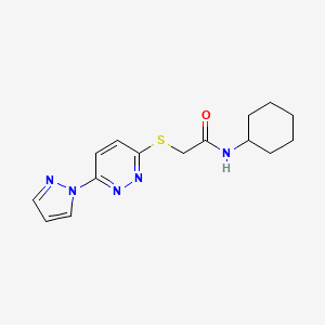 molecular formula C15H19N5OS B2427793 2-((6-(1H-pyrazol-1-yl)pyridazin-3-yl)thio)-N-cyclohexylacetamide CAS No. 1351642-99-3