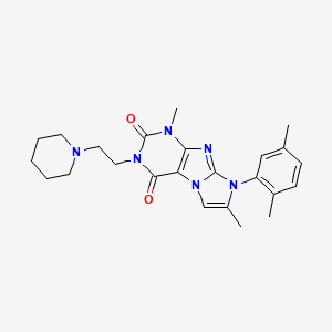molecular formula C24H30N6O2 B2427794 6-(2,5-Dimethylphenyl)-4,7-dimethyl-2-(2-piperidin-1-ylethyl)purino[7,8-a]imidazole-1,3-dione CAS No. 878728-11-1