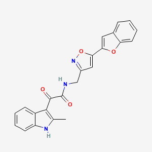 molecular formula C23H17N3O4 B2427799 N-{[5-(1-benzofuran-2-yl)-1,2-oxazol-3-yl]methyl}-2-(2-methyl-1H-indol-3-yl)-2-oxoacetamide CAS No. 1105200-77-8