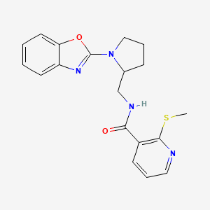 molecular formula C19H20N4O2S B2427805 N-((1-(苯并[d]恶唑-2-基)吡咯烷-2-基)甲基)-2-(甲硫基)烟酰胺 CAS No. 1795301-21-1