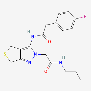 2-(4-fluorophenyl)-N-(2-(2-oxo-2-(propylamino)ethyl)-4,6-dihydro-2H-thieno[3,4-c]pyrazol-3-yl)acetamide