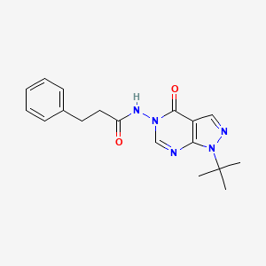 molecular formula C18H21N5O2 B2427823 N-(1-(tert-ブチル)-4-オキソ-1H-ピラゾロ[3,4-d]ピリミジン-5(4H)-イル)-3-フェニルプロパンアミド CAS No. 899752-06-8