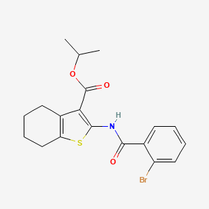 molecular formula C19H20BrNO3S B2427833 2-(2-Bromo-benzoylamino)-4,5,6,7-tetrahydro-benzo[b]thiophene-3-carboxylic acid isopropyl ester CAS No. 416889-96-8