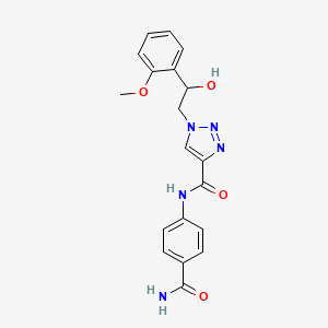 molecular formula C19H19N5O4 B2427835 N-(4-carbamoylphenyl)-1-[2-hydroxy-2-(2-methoxyphenyl)ethyl]-1H-1,2,3-triazole-4-carboxamide CAS No. 1396855-76-7