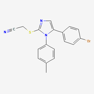 molecular formula C18H14BrN3S B2427837 2-((5-(4-溴苯基)-1-(对甲苯基)-1H-咪唑-2-基)硫代)乙腈 CAS No. 1207003-39-1