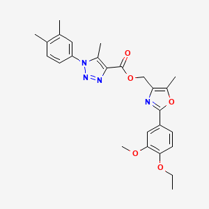 molecular formula C26H28N4O5 B2427839 [2-(4-ethoxy-3-methoxyphenyl)-5-methyl-1,3-oxazol-4-yl]methyl 1-(3,4-dimethylphenyl)-5-methyl-1H-1,2,3-triazole-4-carboxylate CAS No. 946216-49-5