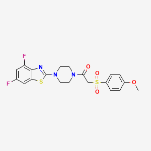 molecular formula C20H19F2N3O4S2 B2427840 1-(4-(4,6-二氟苯并[d]噻唑-2-基)哌嗪-1-基)-2-((4-甲氧基苯基)磺酰基)乙酮 CAS No. 941952-01-8