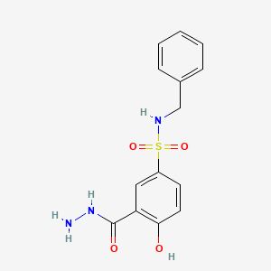 N-benzyl-3-(hydrazinecarbonyl)-4-hydroxybenzene-1-sulfonamide