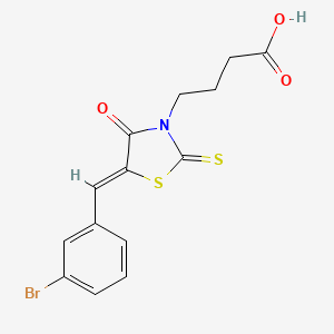 molecular formula C14H12BrNO3S2 B2427854 4-[(5Z)-5-[(3-bromophenyl)methylidene]-4-oxo-2-sulfanylidene-1,3-thiazolidin-3-yl]butanoic acid CAS No. 303026-63-3