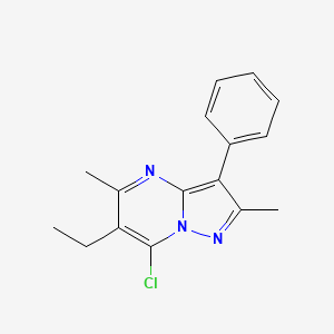 molecular formula C16H16ClN3 B2427872 7-Chloro-6-ethyl-2,5-dimethyl-3-phenylpyrazolo[1,5-a]pyrimidine CAS No. 1203119-98-5