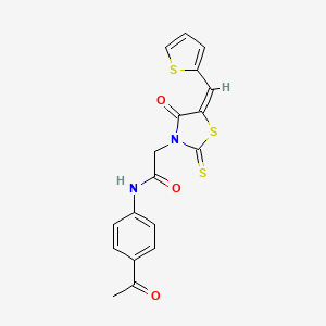 (E)-N-(4-acetylphenyl)-2-(4-oxo-5-(thiophen-2-ylmethylene)-2-thioxothiazolidin-3-yl)acetamide