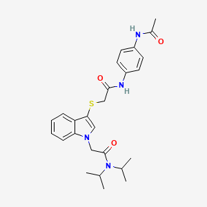 2-(3-((2-((4-acetamidophenyl)amino)-2-oxoethyl)thio)-1H-indol-1-yl)-N,N-diisopropylacetamide