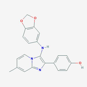 molecular formula C21H17N3O3 B242789 4-[3-(1,3-Benzodioxol-5-ylamino)-7-methylimidazo[1,2-a]pyridin-2-yl]phenol 