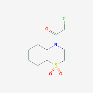 molecular formula C10H16ClNO3S B2427902 2-Chloro-1-(1,1-dioxo-2,3,4a,5,6,7,8,8a-octahydrobenzo[b][1,4]thiazin-4-yl)ethanone CAS No. 2411277-27-3
