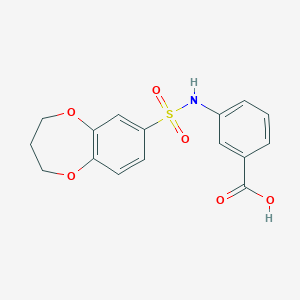 molecular formula C16H15NO6S B2427904 3-[(3,4-dihydro-2H-1,5-benzodioxepin-7-ylsulfonyl)amino]benzoic acid CAS No. 790272-30-9