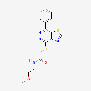 molecular formula C17H18N4O2S2 B2427912 N-(2-methoxyethyl)-2-((2-methyl-7-phenylthiazolo[4,5-d]pyridazin-4-yl)thio)acetamide CAS No. 946381-39-1