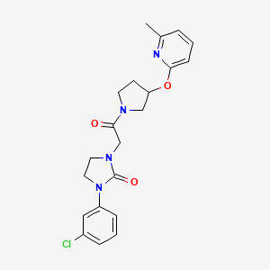 molecular formula C21H23ClN4O3 B2427929 1-(3-Chlorophenyl)-3-(2-(3-((6-methylpyridin-2-yl)oxy)pyrrolidin-1-yl)-2-oxoethyl)imidazolidin-2-one CAS No. 1903247-81-3