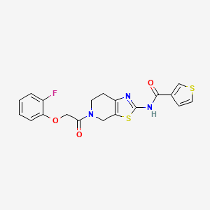 molecular formula C19H16FN3O3S2 B2427933 N-(5-(2-(2-氟苯氧基)乙酰基)-4,5,6,7-四氢噻唑并[5,4-c]吡啶-2-基)噻吩-3-甲酰胺 CAS No. 1428379-66-1