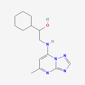 molecular formula C14H21N5O B2427935 1-Cyclohexyl-2-[(5-methyl-[1,2,4]triazolo[1,5-a]pyrimidin-7-yl)amino]ethanol CAS No. 2380141-52-4