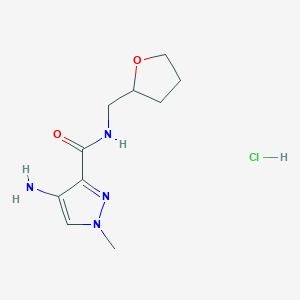molecular formula C8H11F2N3O2 B2427958 4-Amino-1-methyl-N-(tetrahydrofuran-2-ylmethyl)-1H-pyrazole-3-carboxamide hydrochloride CAS No. 1352201-48-9
