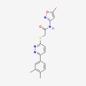 molecular formula C18H18N4O2S B2427960 2-((6-(3,4-dimethylphenyl)pyridazin-3-yl)thio)-N-(5-methylisoxazol-3-yl)acetamide CAS No. 922879-70-7