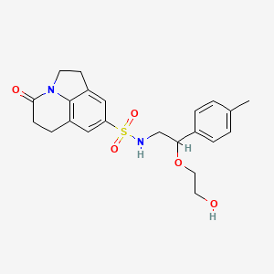 molecular formula C22H26N2O5S B2427963 N-[2-(2-Hydroxyethoxy)-2-(4-methylphenyl)ethyl]-11-oxo-1-azatricyclo[6.3.1.04,12]dodeca-4,6,8(12)-triene-6-sulfonamide CAS No. 1795434-99-9
