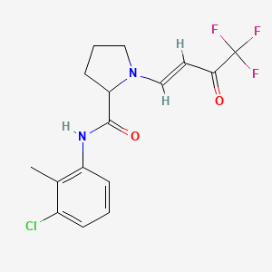 molecular formula C16H16ClF3N2O2 B2427967 (E)-N-(3-chloro-2-methylphenyl)-1-(4,4,4-trifluoro-3-oxobut-1-en-1-yl)pyrrolidine-2-carboxamide CAS No. 1009669-94-6