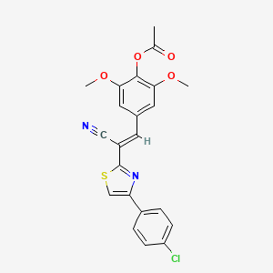 molecular formula C22H17ClN2O4S B2427968 (E)-4-(2-(4-(4-chlorophenyl)thiazol-2-yl)-2-cyanovinyl)-2,6-dimethoxyphenyl acetate CAS No. 683250-45-5