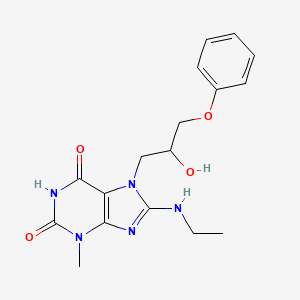 molecular formula C17H21N5O4 B2427970 8-(乙基氨基)-7-(2-羟基-3-苯氧基丙基)-3-甲基-1H-嘌呤-2,6(3H,7H)-二酮 CAS No. 919020-42-1