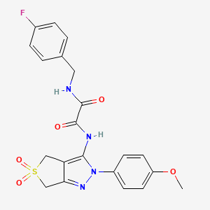 molecular formula C21H19FN4O5S B2427973 N1-(4-fluorobenzyl)-N2-(2-(4-methoxyphenyl)-5,5-dioxido-4,6-dihydro-2H-thieno[3,4-c]pyrazol-3-yl)oxalamide CAS No. 899733-39-2