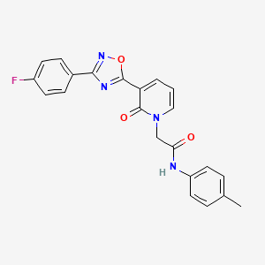 molecular formula C22H17FN4O3 B2427974 2-(3-(3-(4-fluorophenyl)-1,2,4-oxadiazol-5-yl)-2-oxopyridin-1(2H)-yl)-N-(p-tolyl)acetamide CAS No. 1251705-86-8