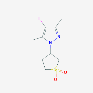 molecular formula C9H13IN2O2S B2427976 3-(4-碘-3,5-二甲基-1H-吡唑-1-基)-1lambda6-硫杂环戊烷-1,1-二酮 CAS No. 1536708-25-4