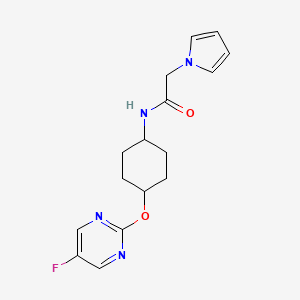 molecular formula C16H19FN4O2 B2427994 N-((1r,4r)-4-((5-fluoropyrimidin-2-yl)oxy)cyclohexyl)-2-(1H-pyrrol-1-yl)acetamide CAS No. 2034250-09-2