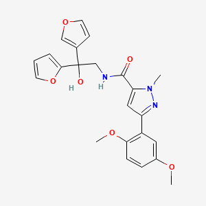 molecular formula C23H23N3O6 B2428015 3-(2,5-二甲氧基苯基)-N-(2-(呋喃-2-基)-2-(呋喃-3-基)-2-羟乙基)-1-甲基-1H-吡唑-5-甲酰胺 CAS No. 2034235-95-3